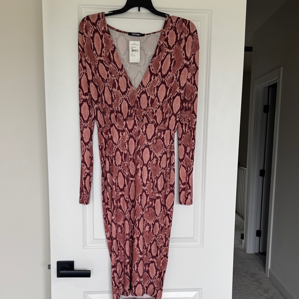 Nordstrom/Misguided Elegant Snake Print Dress
